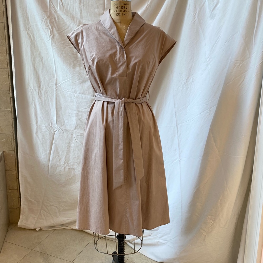 Mauve cotton a line cap sleeve dress
